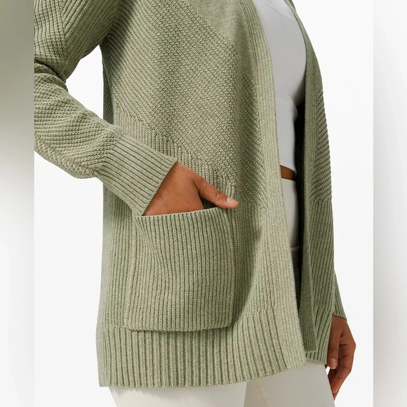 Lululemon Cotton Knit Textured Wrap Rosemary Green Size 6 - Picture 4 of 8